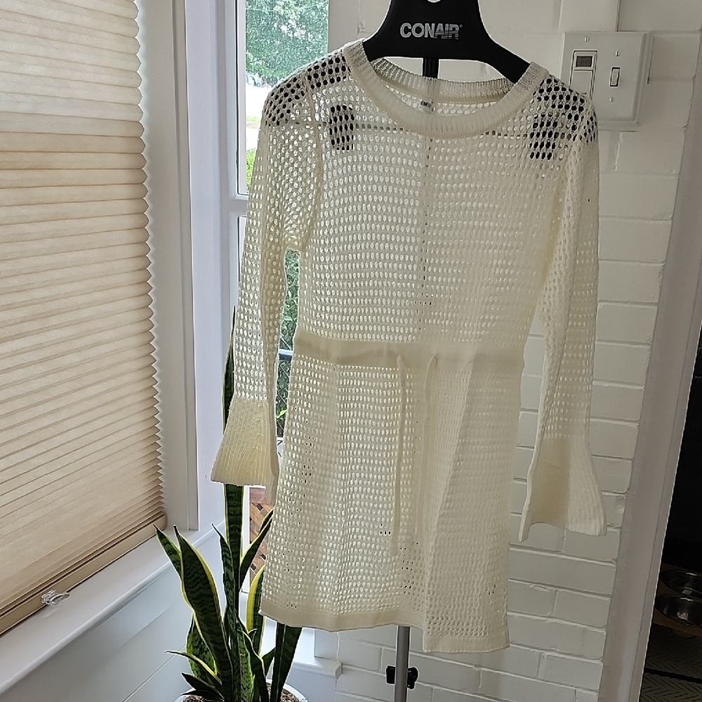 Cream Knit Swim cover Up, Medium